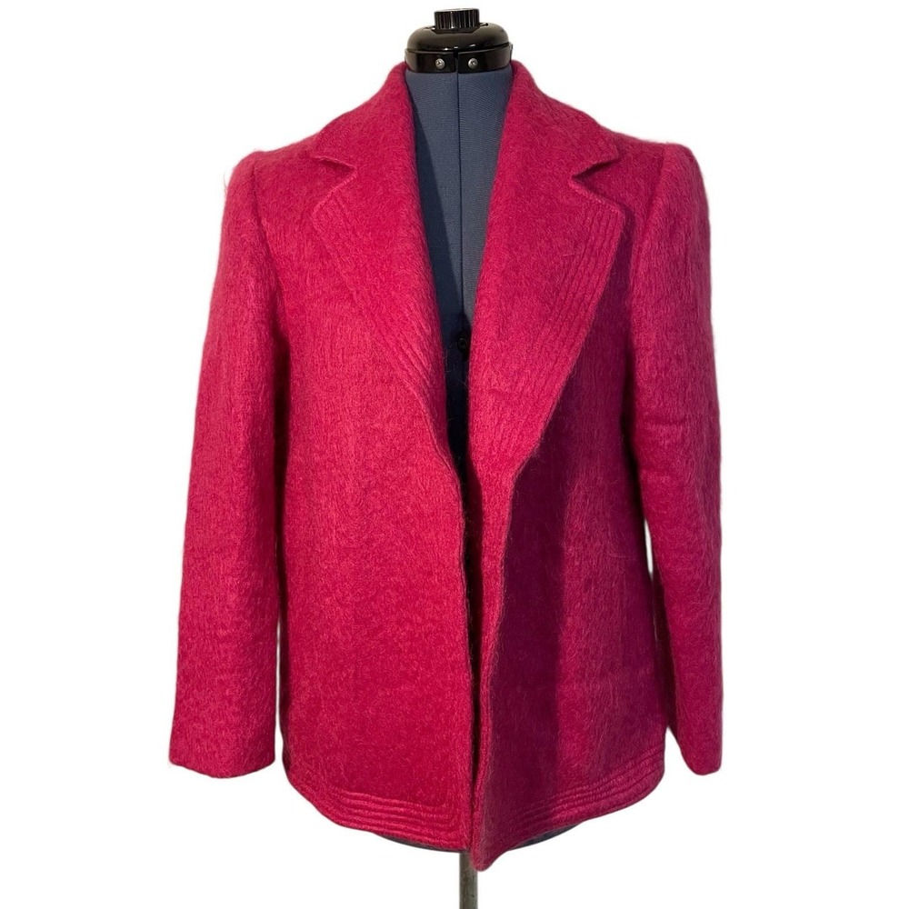 Vtg George David Fashions Hot Pink Mohair Jacket Barbiecore Glam Retro Mod 60s 8